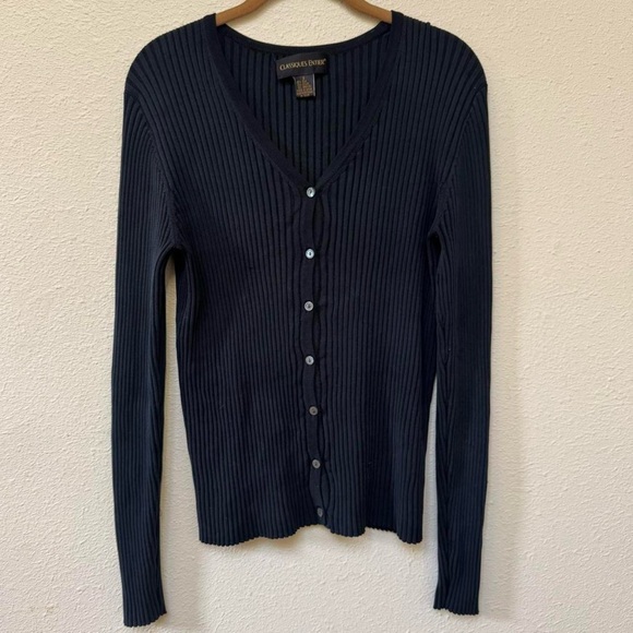 Classiques Entier Vintage black silk ribbed cardigan - Picture 4 of 7